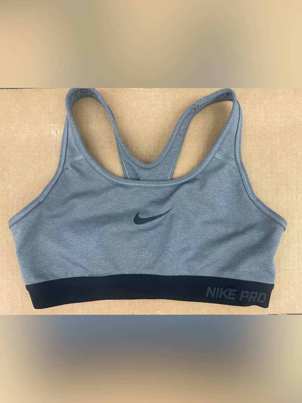 Nike Grey Racerback Pro Sports Bra with Black Band